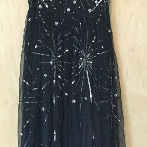 Adriana Papell Embellished Strapless Mesh Gown - Picture 3 of 8